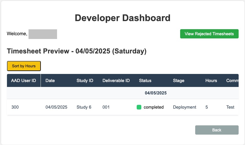 Time Tracker Timesheet Entry